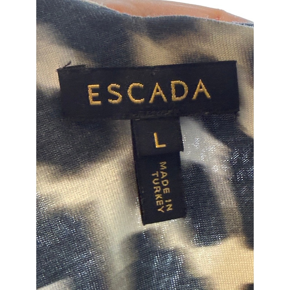 Escada Animal Print Blure‎ Top Twisted Waist V-Neck Sleeveless Blouse Large - Picture 4 of 6